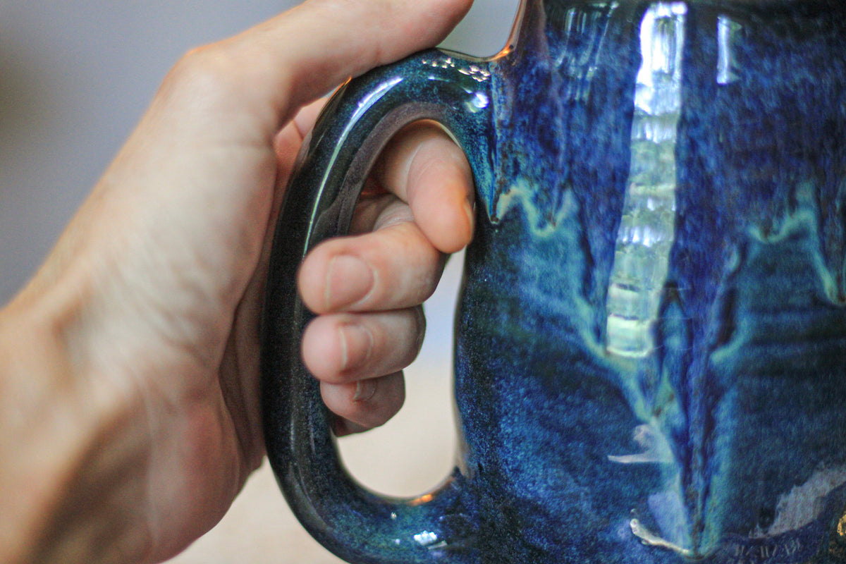 14-F Blue EXPERIMENT Textured Mug, 21 oz.