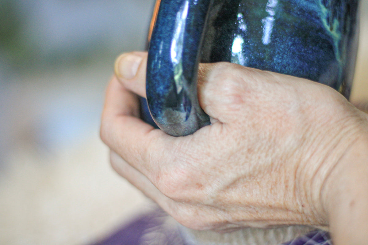 14-F Blue EXPERIMENT Textured Mug, 21 oz.