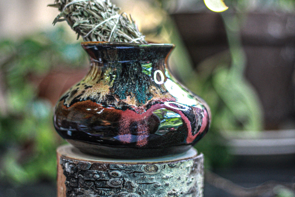 16-D Molten Rainbow Cheetah Wabi-Sabi  Smudge Cup/Vase, 16 oz.