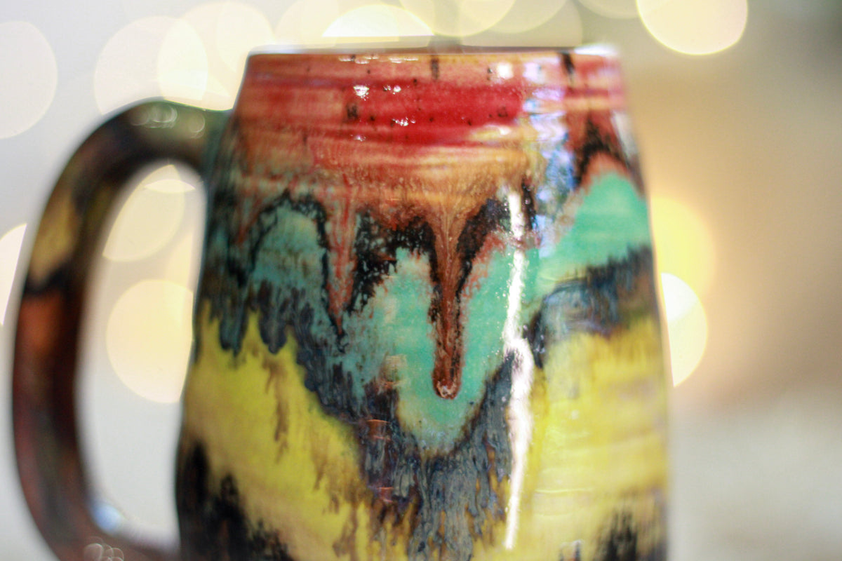 13-D Rainbow Family Variation Textured Mug, 15 oz.