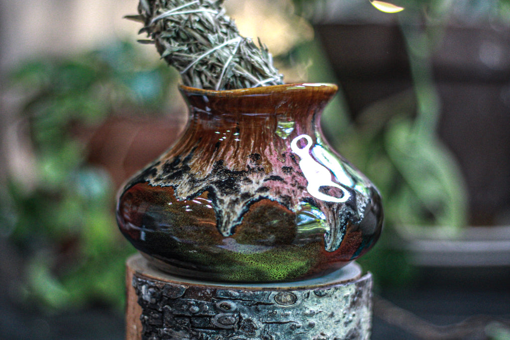 16-D Molten Rainbow Cheetah Wabi-Sabi  Smudge Cup/Vase, 16 oz.