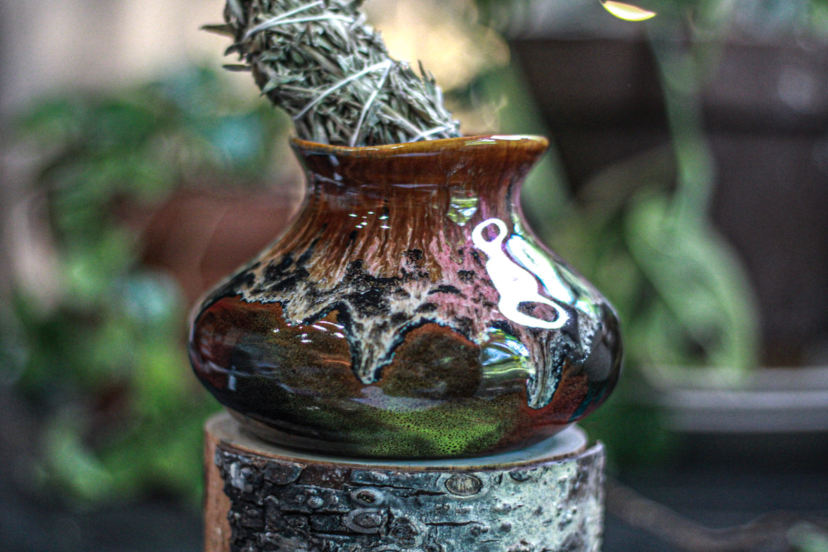 16-D Molten Rainbow Cheetah Wabi-Sabi  Smudge Cup/Vase, 16 oz.