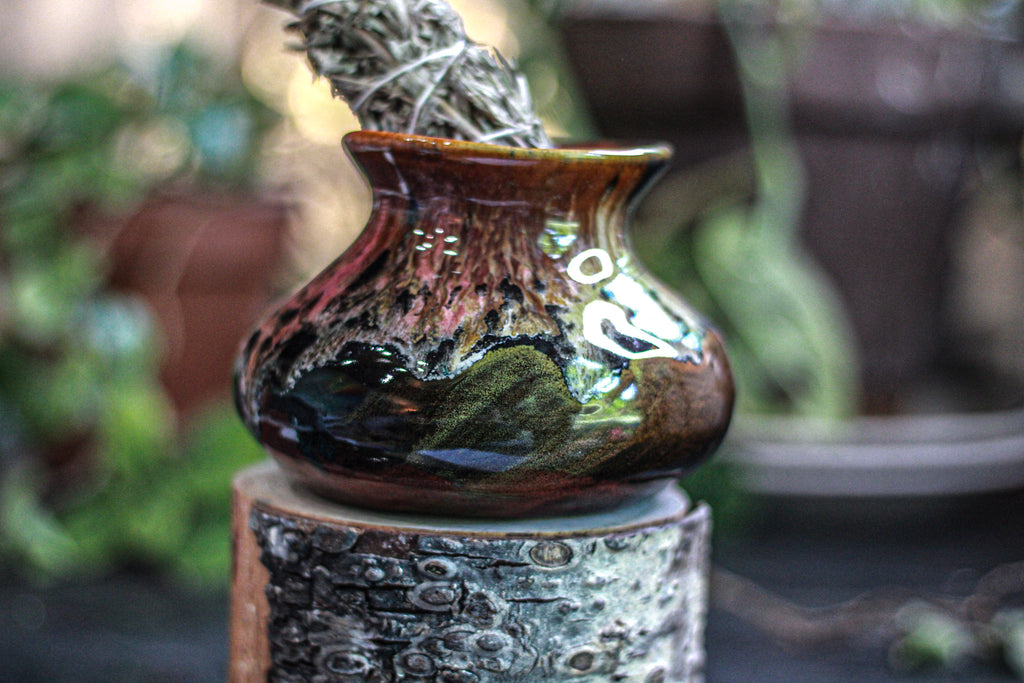 16-D Molten Rainbow Cheetah Wabi-Sabi  Smudge Cup/Vase, 16 oz.
