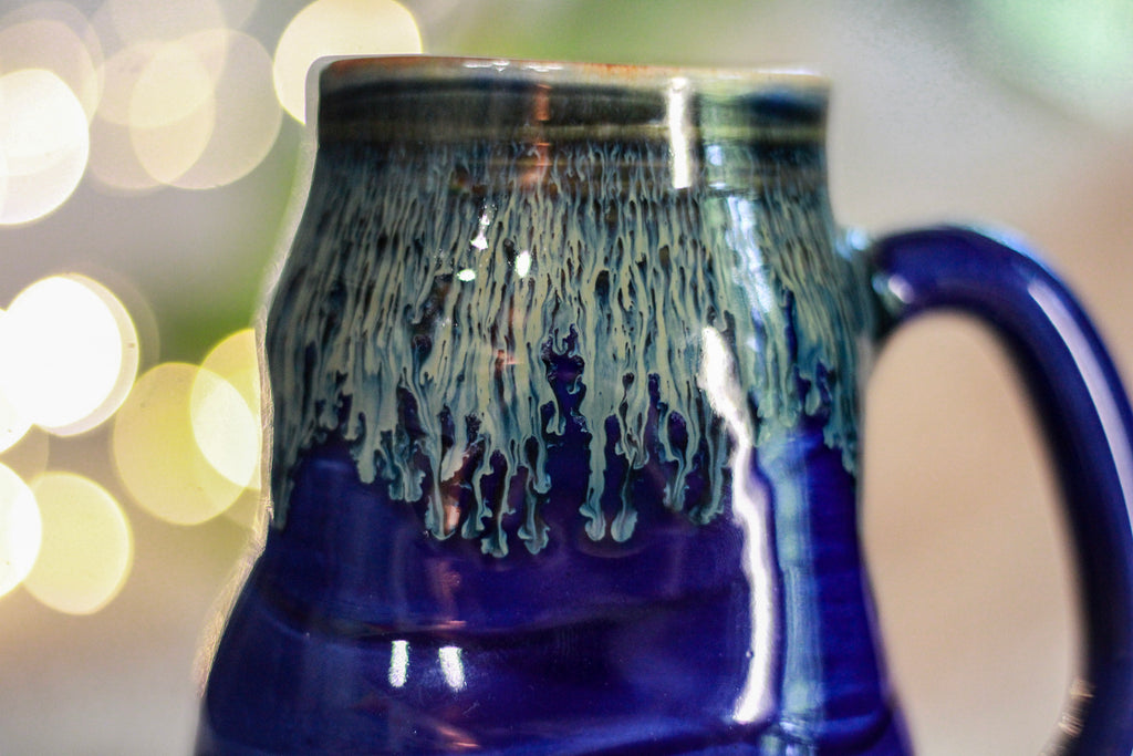 14-F Deep Blue Textured Divot Mug, 16 oz.