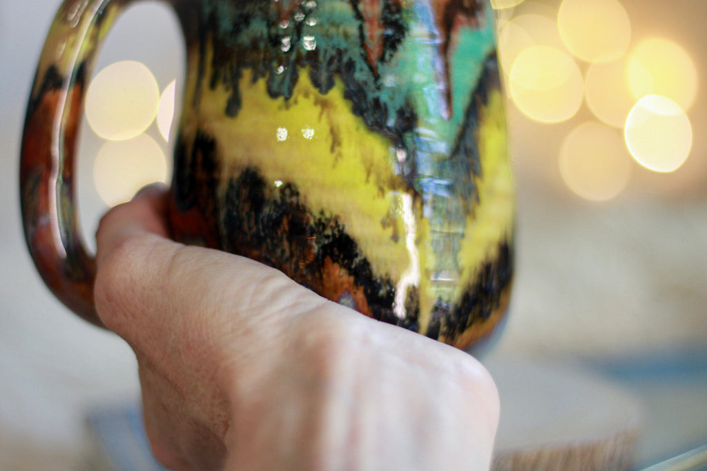 13-D Rainbow Family Variation Textured Mug, 15 oz.