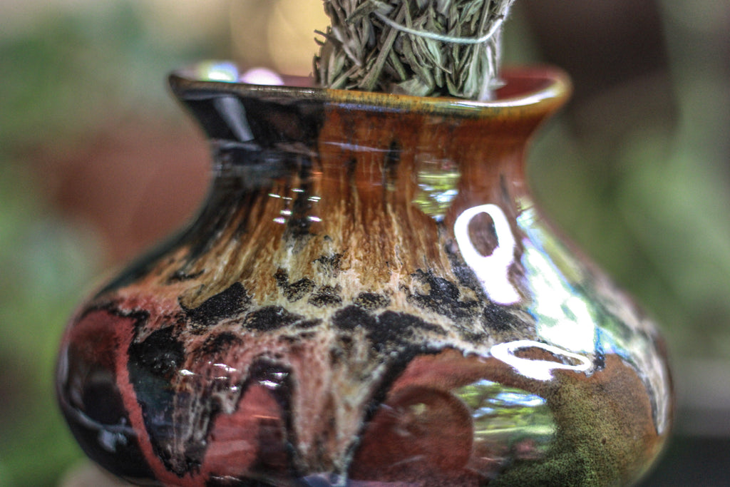 16-D Molten Rainbow Cheetah Wabi-Sabi  Smudge Cup/Vase, 16 oz.