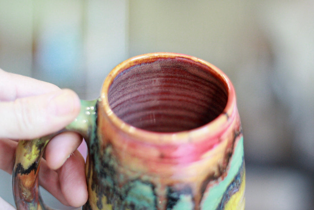 13-D Rainbow Family Variation Textured Mug, 15 oz.