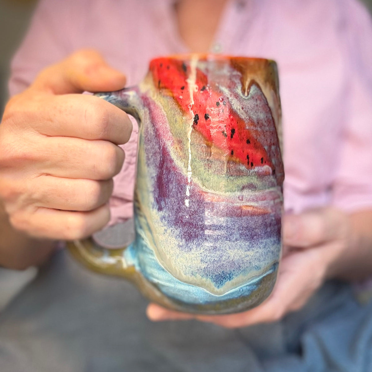 17-D Earthy FLOW Grooved Stein Mug - MINOR MISFIT, 20 oz. - 10% off