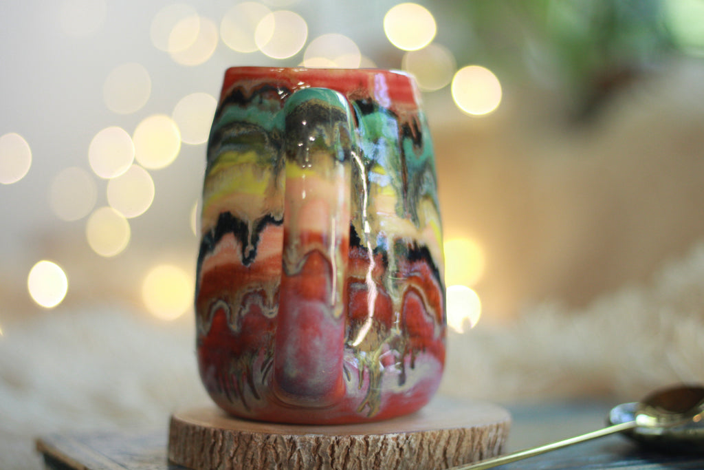 14-D Rainbow Family Variation Textured Mug, 15 oz.