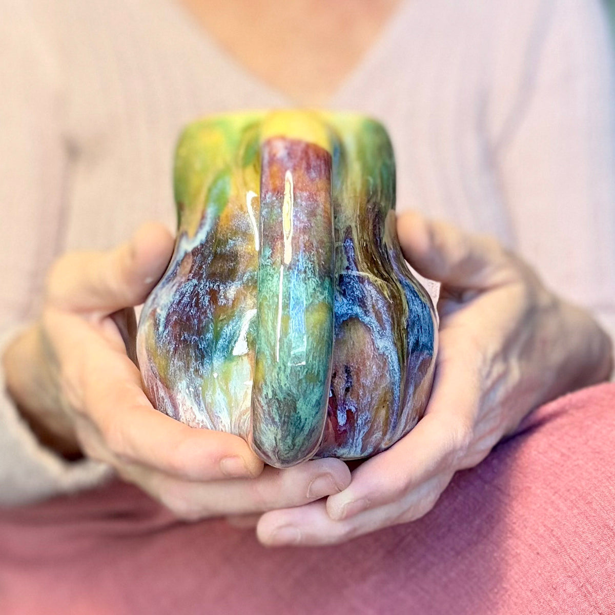 17-F Earthy Whimsy Curvy Mug, 16 oz. (This listing is for one mug)