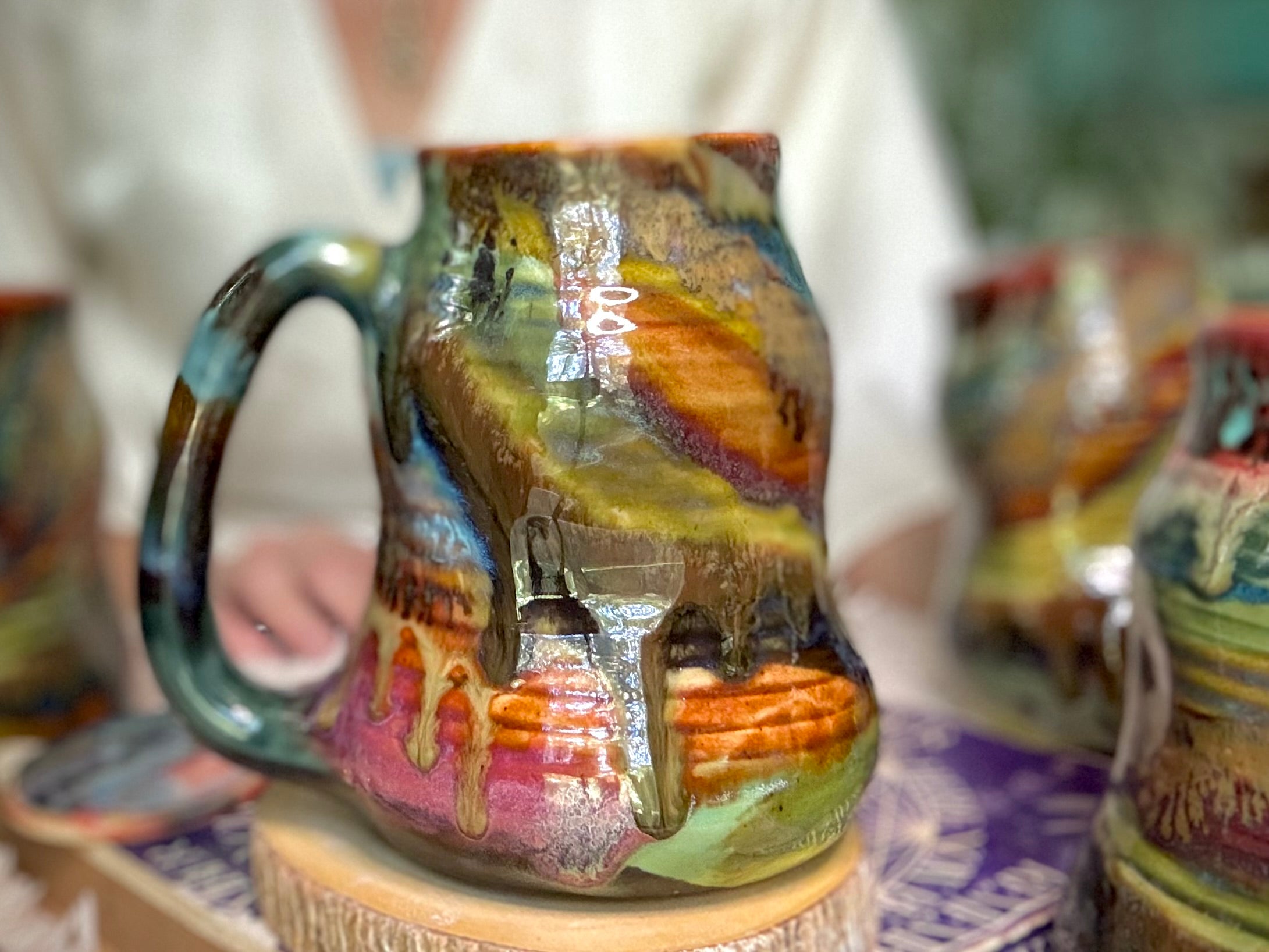 01-E Olive 'FLOW' Textured Divot Mug, 22 oz. (This listing is for one mug)