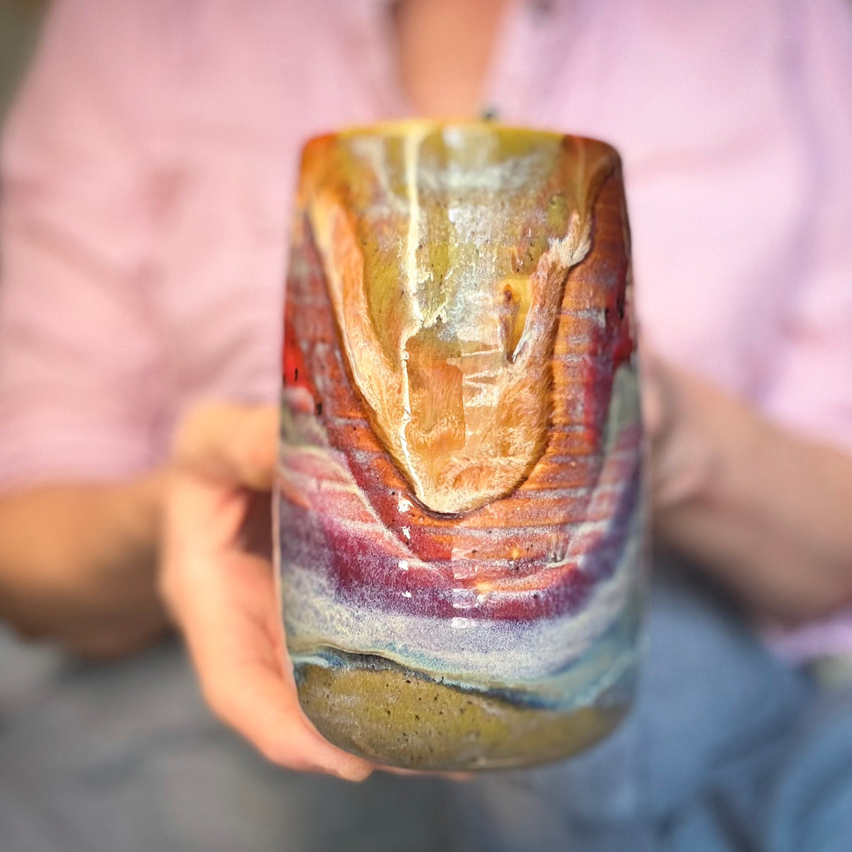 17-D Earthy FLOW Grooved Stein Mug - MINOR MISFIT, 20 oz. - 10% off