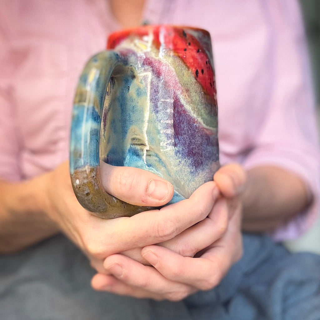 17-D Earthy FLOW Grooved Stein Mug - MINOR MISFIT, 20 oz. - 10% off