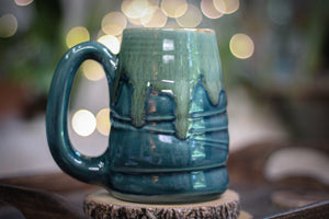 18-F Teal Drippy Textured Acorn Mug, 15 oz.