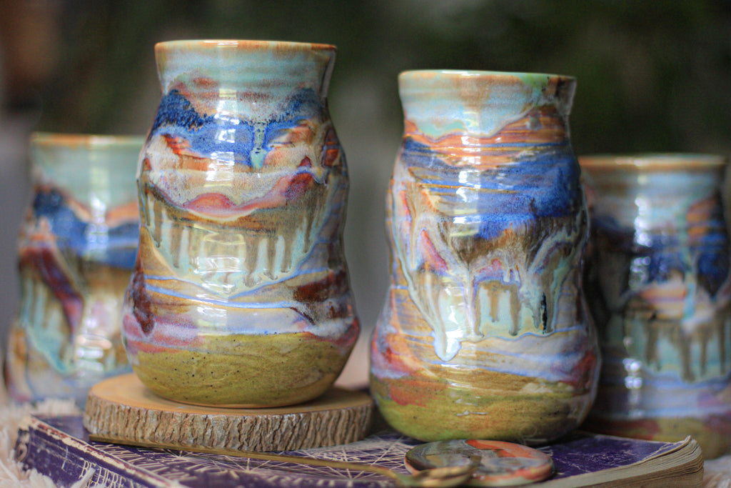 02-E Chaos Barely Flared Textured Divot Mug, 21 oz. (This listing is for one mug)