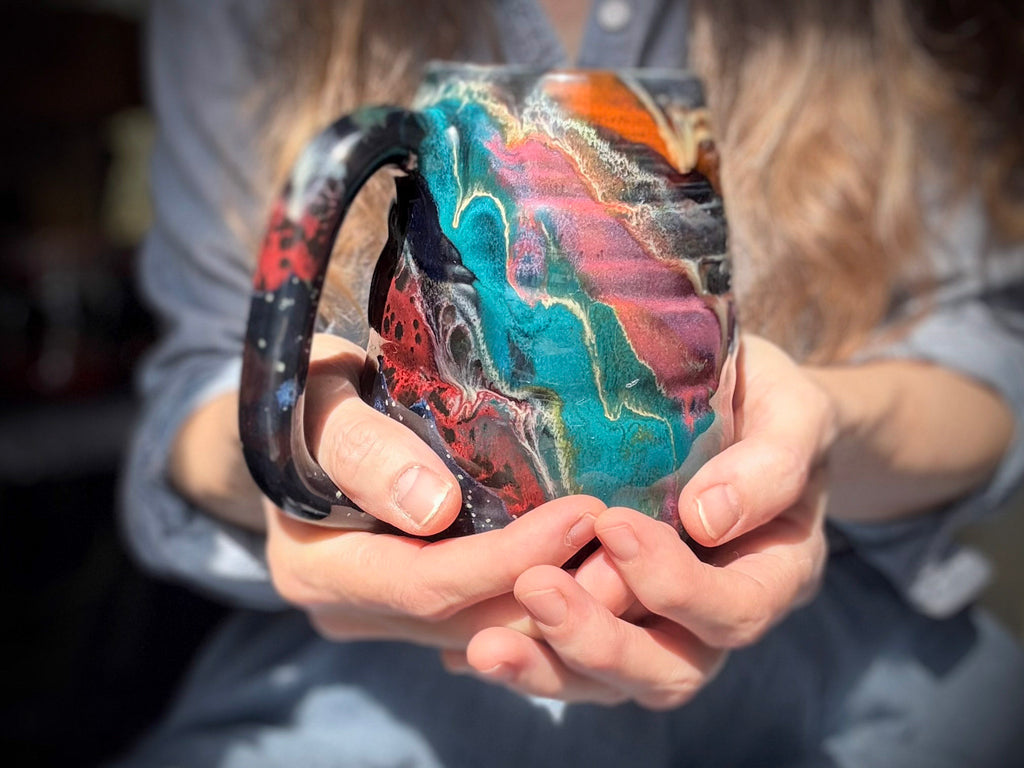 19-E Cosmic Rainbow Swirly Mug, 21 oz.