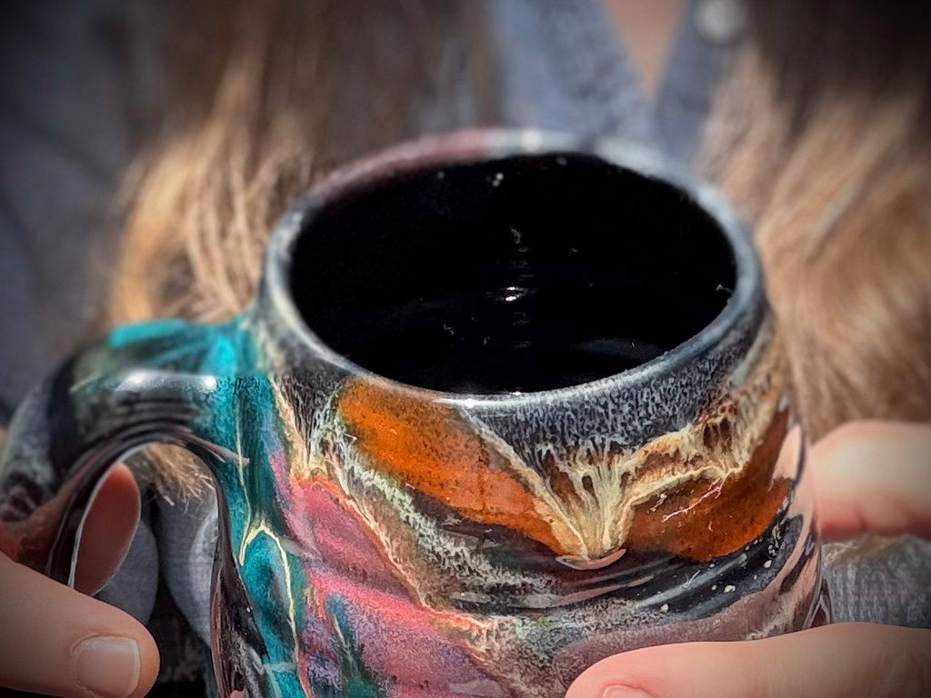 19-E Cosmic Rainbow Swirly Mug, 21 oz.