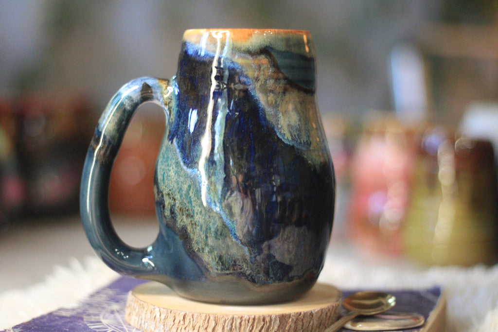 14-E Blue PROTOTYPE Curvy Mug, 22 oz.