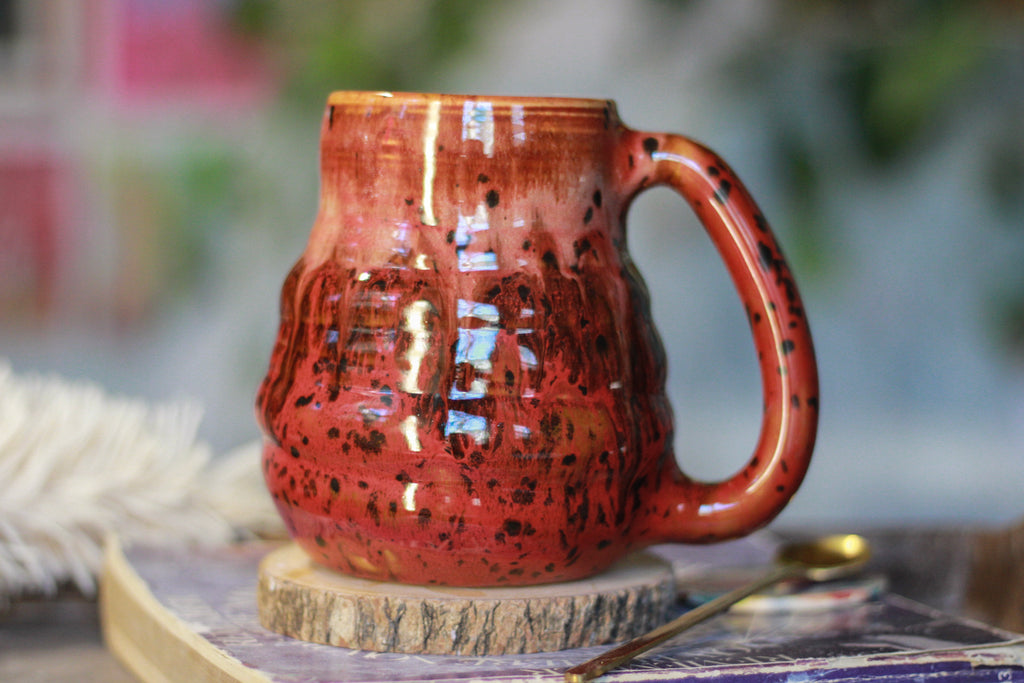 03-E Red Speckled PROTOTYPE Textured Mug, 23 oz.