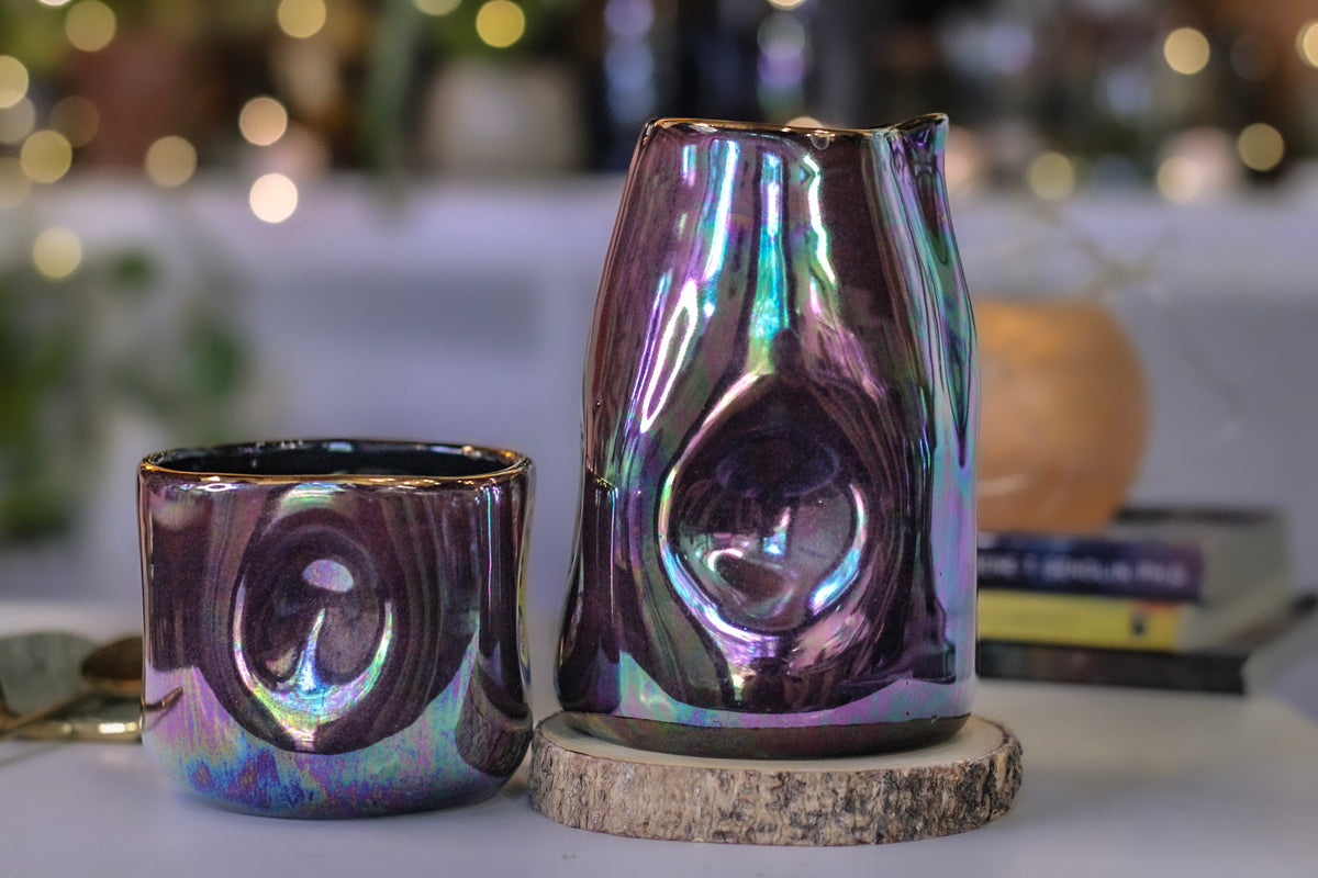 23-A Midnight Aura Notched Divot Bedside Pitcher Set - MINOR MISFIT, 18 oz./8 oz. - 15% off