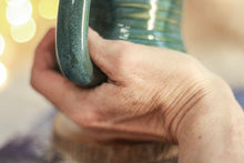 Load image into Gallery viewer, 19-F Simply Turquoise Notched Textured Divot Mug, 14 oz.