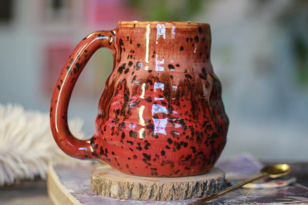 03-E Red Speckled PROTOTYPE Textured Mug, 23 oz.