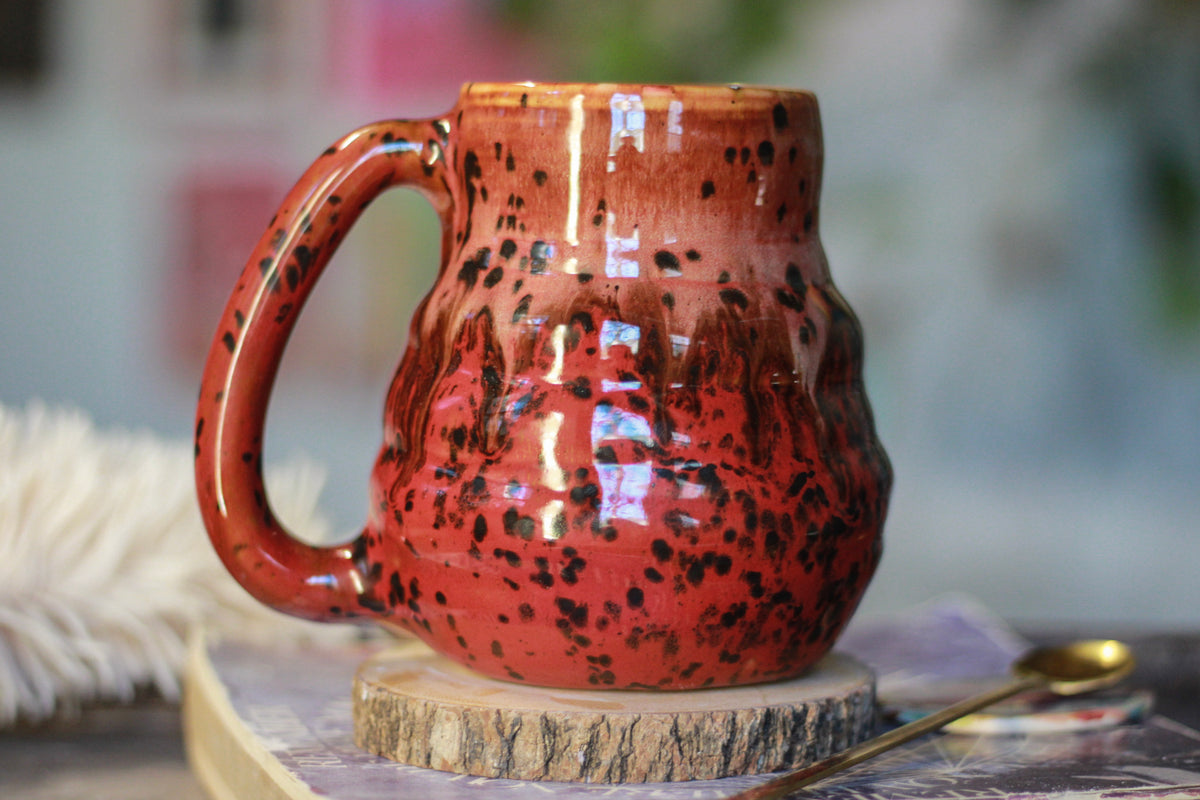 03-E Red Speckled PROTOTYPE Textured Mug, 23 oz.