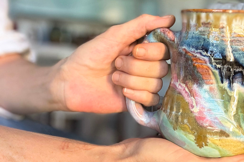 01-D Pastel 'FLOW' Barely Flared Textured Divot Mug, 22 oz. (This listing is for one mug)