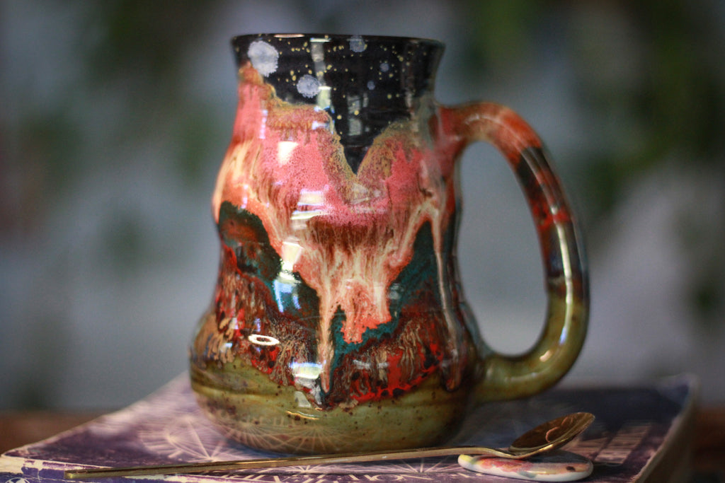 03-B Starry Night Barely Flared Textured Divot "Cuddle"  Mug - TOP SHELF, 21 oz.
