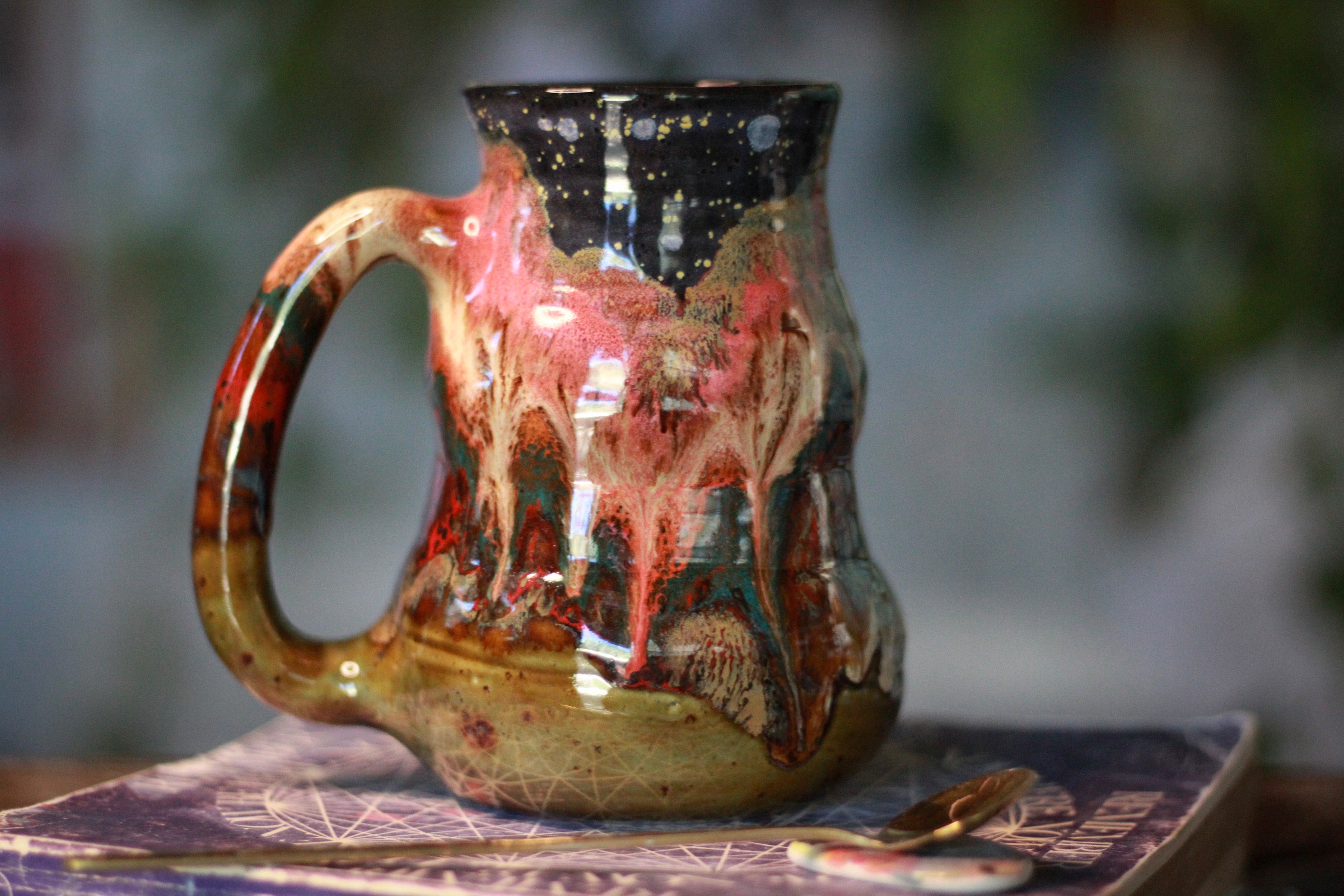 03-B Starry Night Barely Flared Textured Divot "Cuddle"  Mug - TOP SHELF, 21 oz.