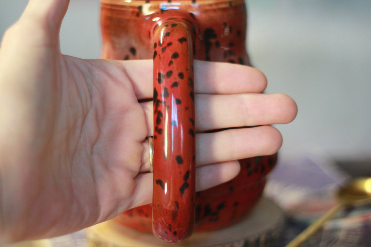03-E Red Speckled PROTOTYPE Textured Mug, 23 oz.