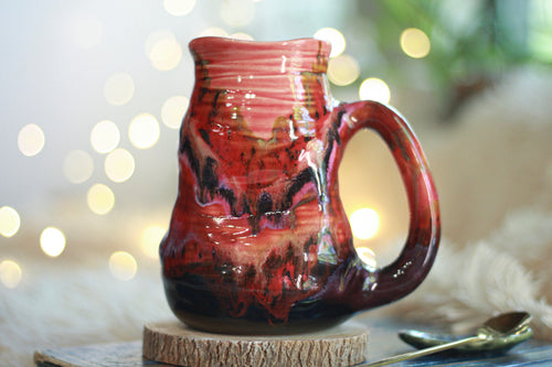 03-A Strawberry Hills Variation Barely Flared Textured Divot Mug - TOP SHELF MISFIT, 22 oz.