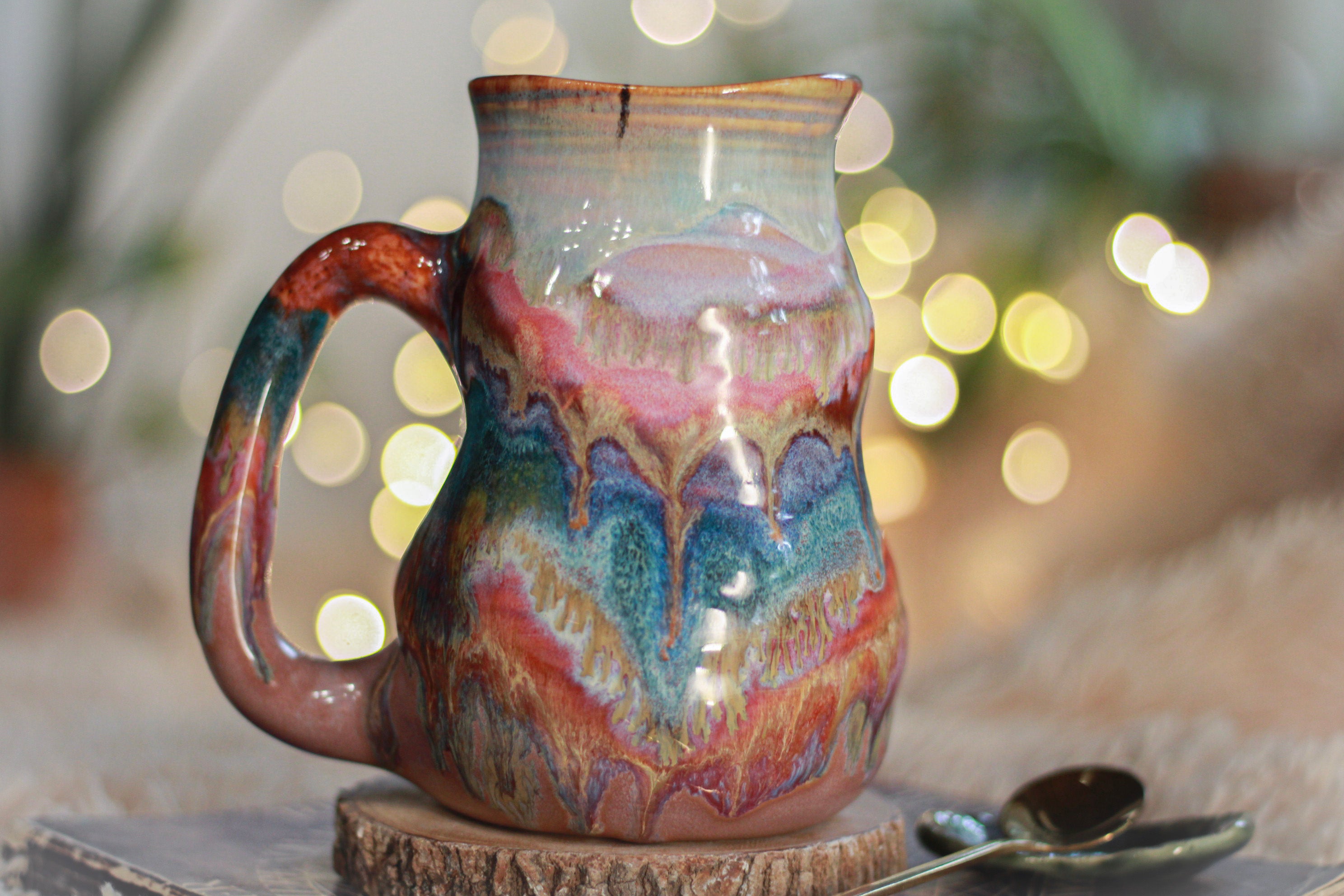 03-B Spring "FLOW" PROTOTYPE Barely Flared Textured Divot Mug, 22 oz.