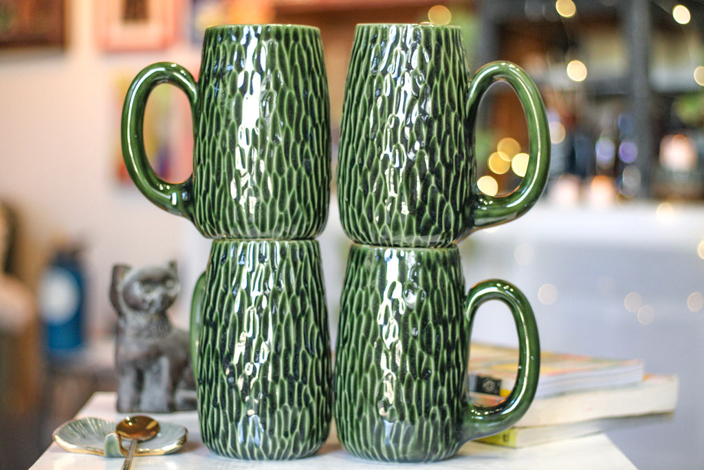24-E Christmas Evergreen Notched Textured Mug, 22 oz. (This listing is for one mug)