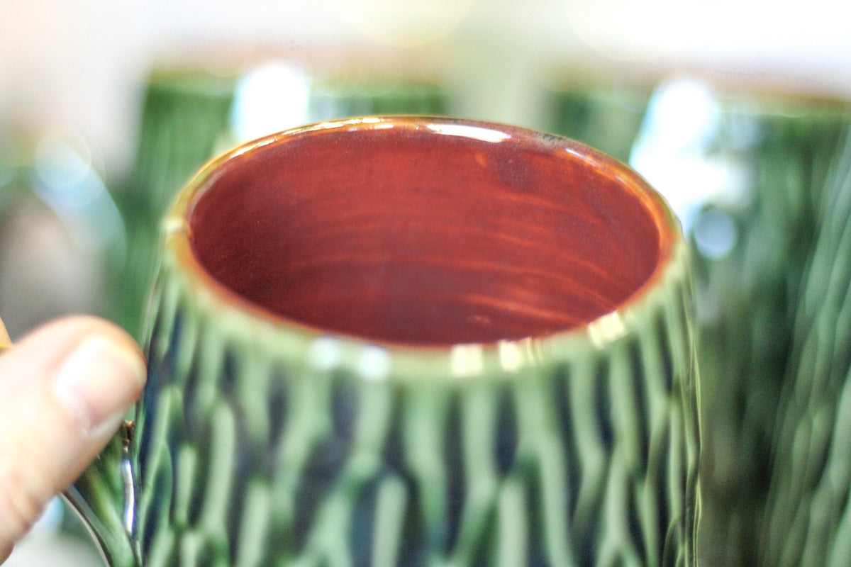24-E Christmas Evergreen Notched Textured Mug, 22 oz. (This listing is for one mug)