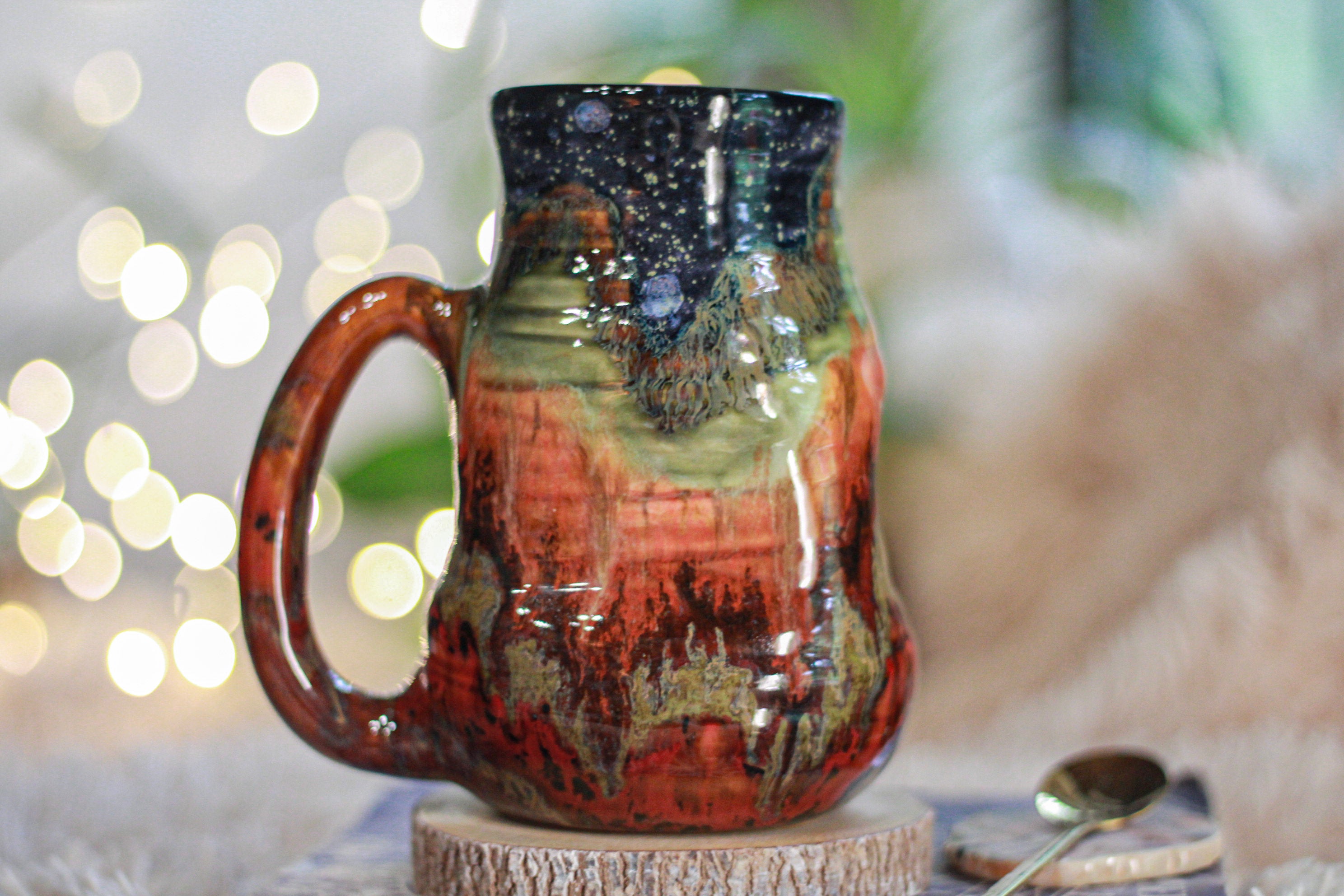 03-A Green Mountain Midnight Barely Flared Textured Divot 'Cuddle' Mug - TOP SHELF, 26 oz.