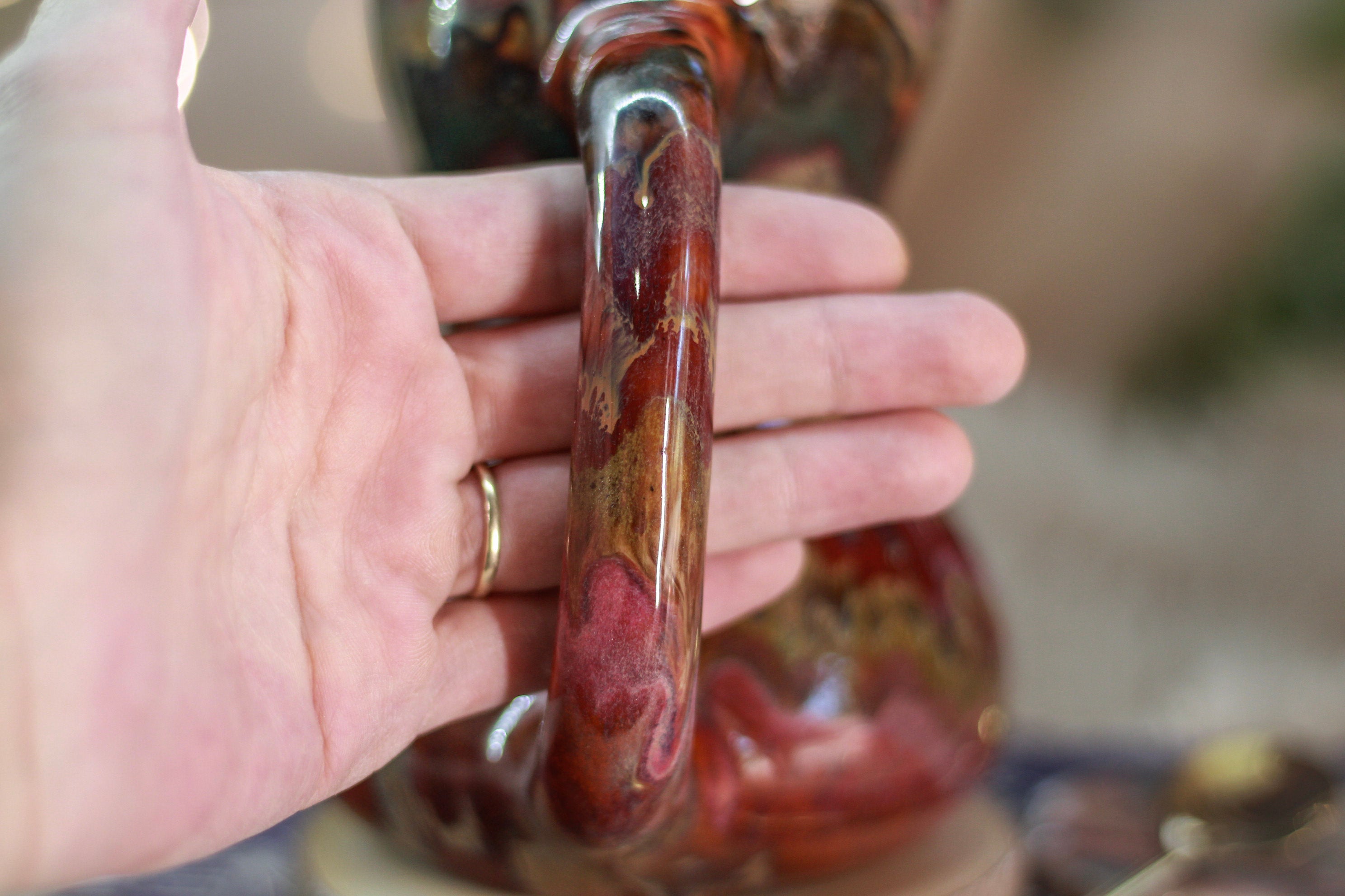 03-B Amber 'FLOW' Variation PROTOTYPE Gourd Mug - TOP SHELF MISFIT, 20 oz.