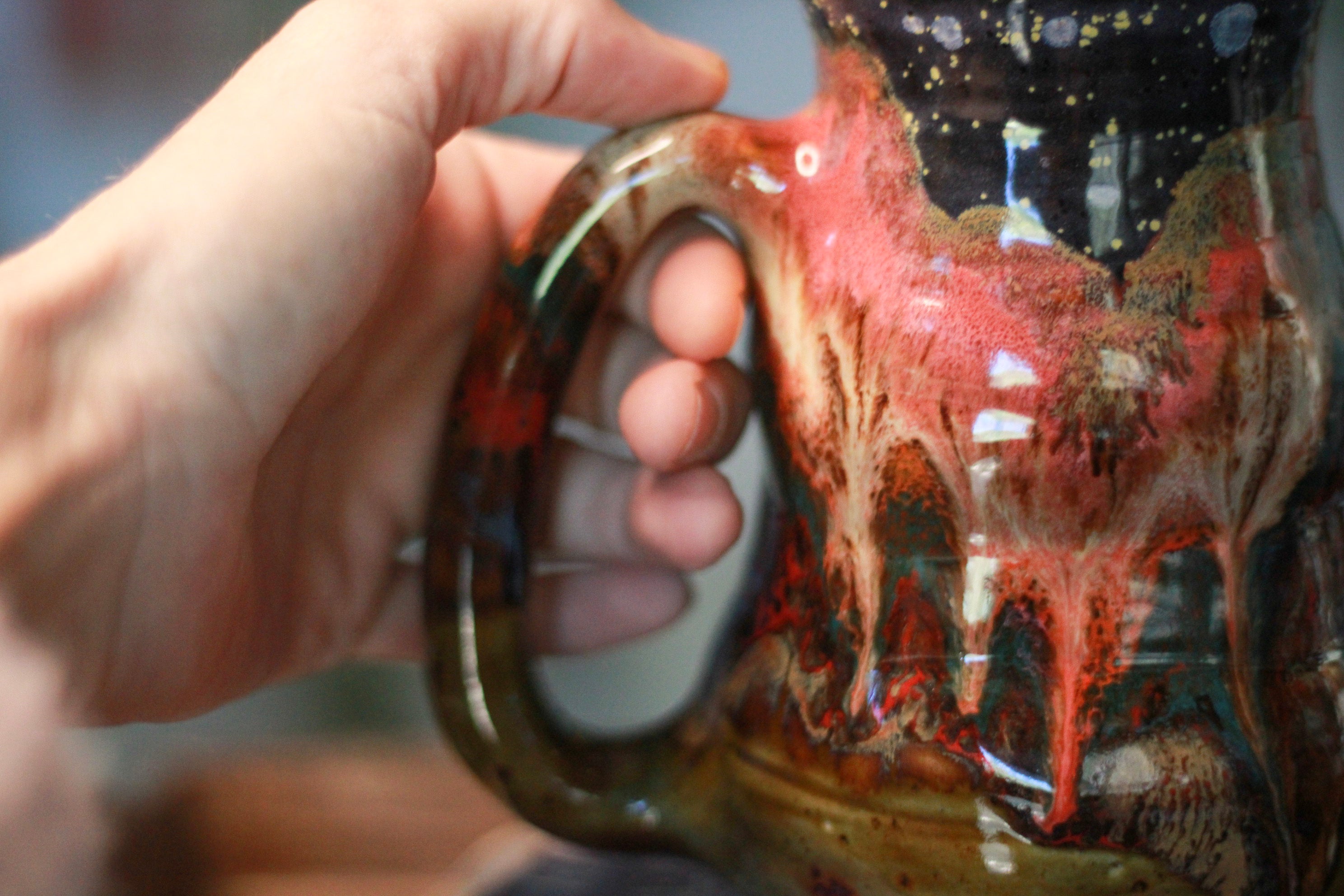 03-B Starry Night Barely Flared Textured Divot "Cuddle"  Mug - TOP SHELF, 21 oz.