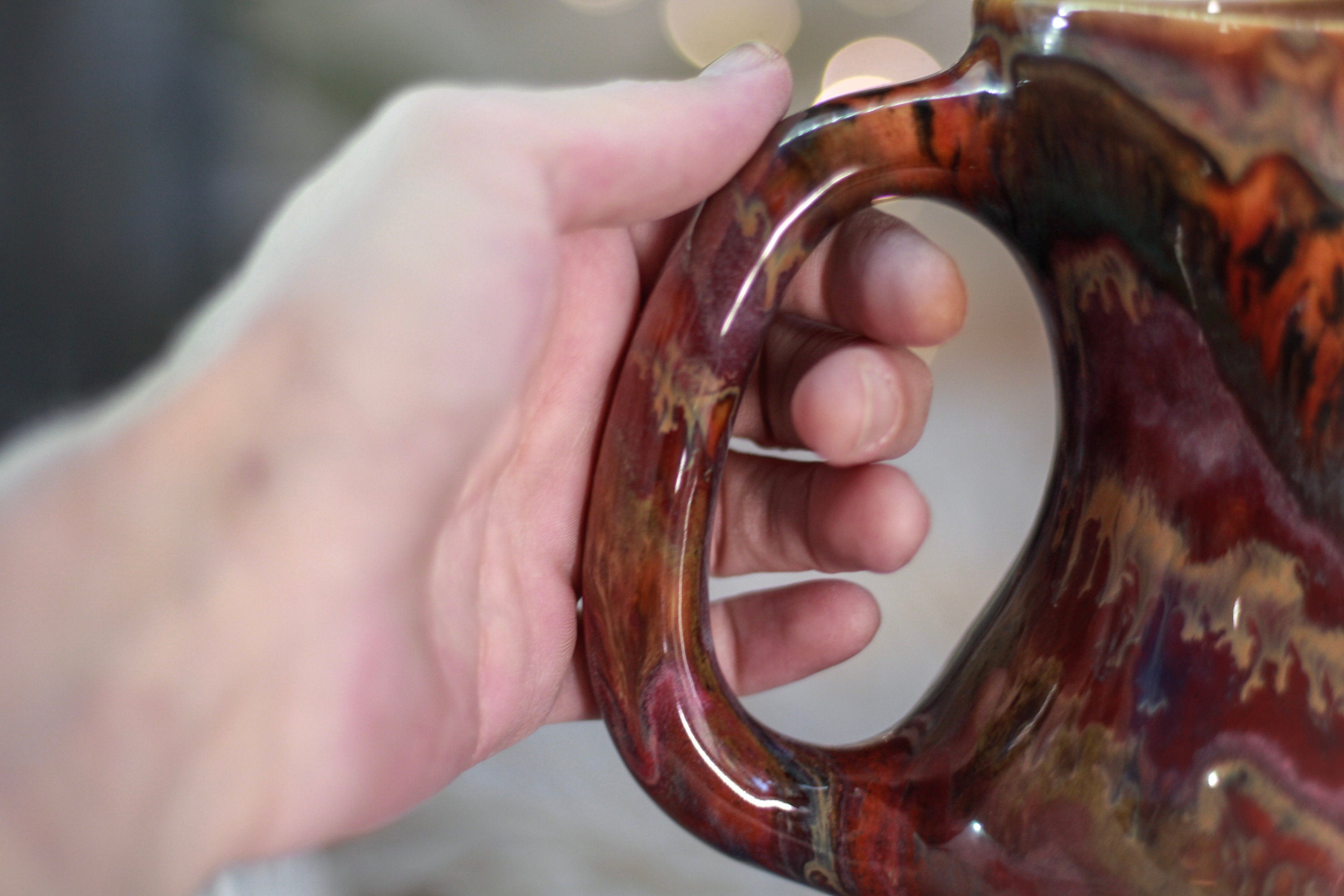03-B Amber 'FLOW' Variation PROTOTYPE Gourd Mug - TOP SHELF MISFIT, 20 oz.