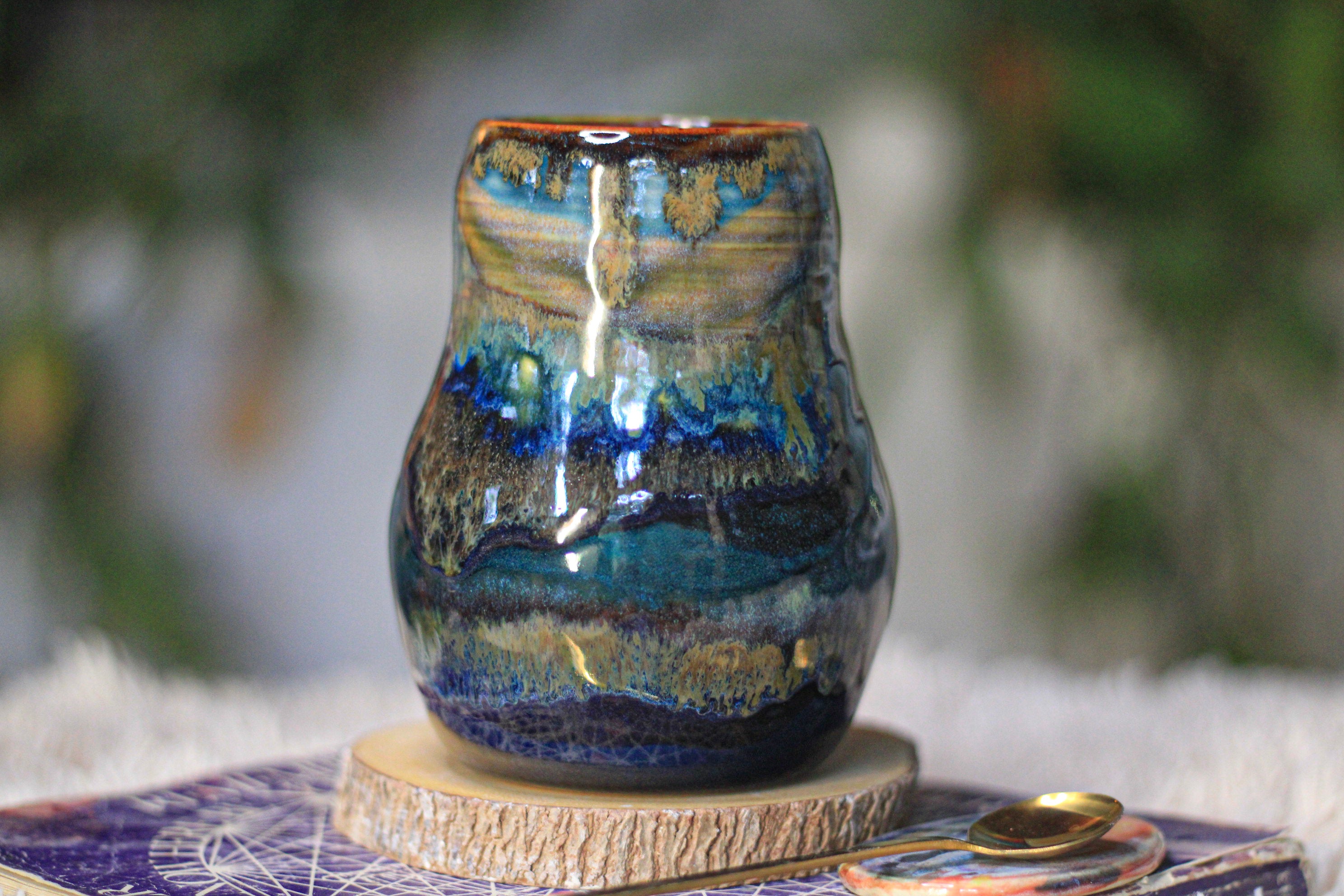 02-D Blue 'FLOW' PROTOTYPE Textured Mug, 18 oz.