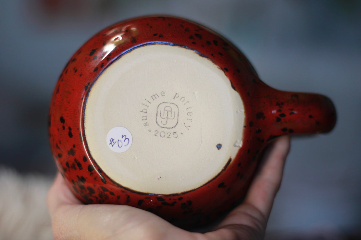03-E Red Speckled PROTOTYPE Textured Mug, 23 oz.