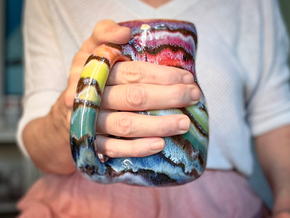 04-B Rainbow Family Mid Mod Mug - TOP SHELF, 22 oz.
