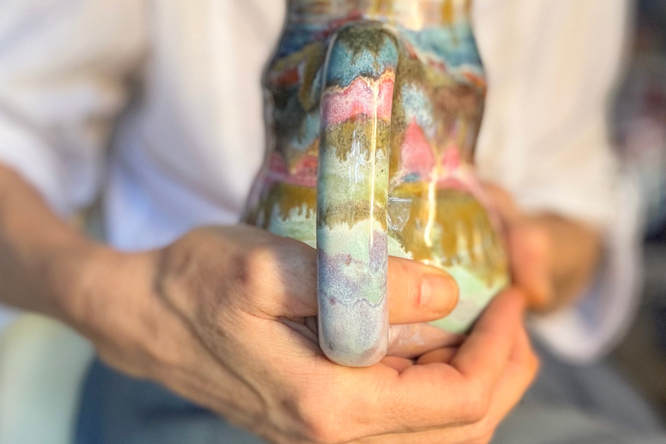 01-D Pastel 'FLOW' Barely Flared Textured Divot Mug, 22 oz. (This listing is for one mug)