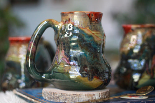 02-D Olive 'FLOW' Barely Flared Textured Divot Mug, 18 oz. (This listing is for one mug)