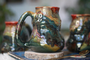 02-D Olive 'FLOW' Barely Flared Textured Divot Mug, 18 oz. (This listing is for one mug)