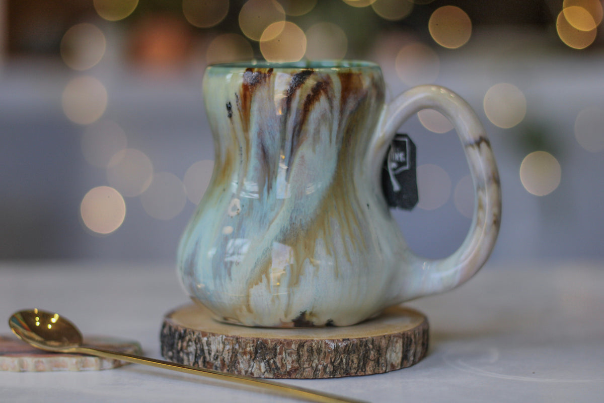 04-B Soft Earth Series PROTOTYPE Petite Notched Gourd Mug - MISFIT, 12 oz. - 20% off