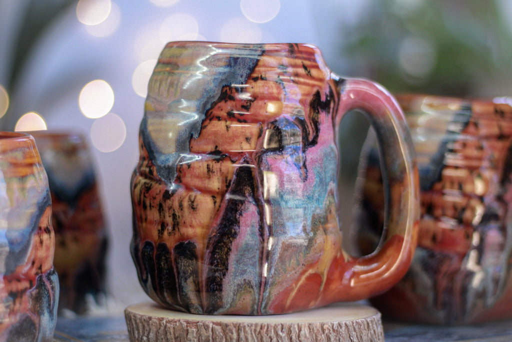 04-B Amber 'FLOW' Variation Textured DAD Mug - MINOR MISFIT, 18 oz. - 10% off (This listing is for one mug)