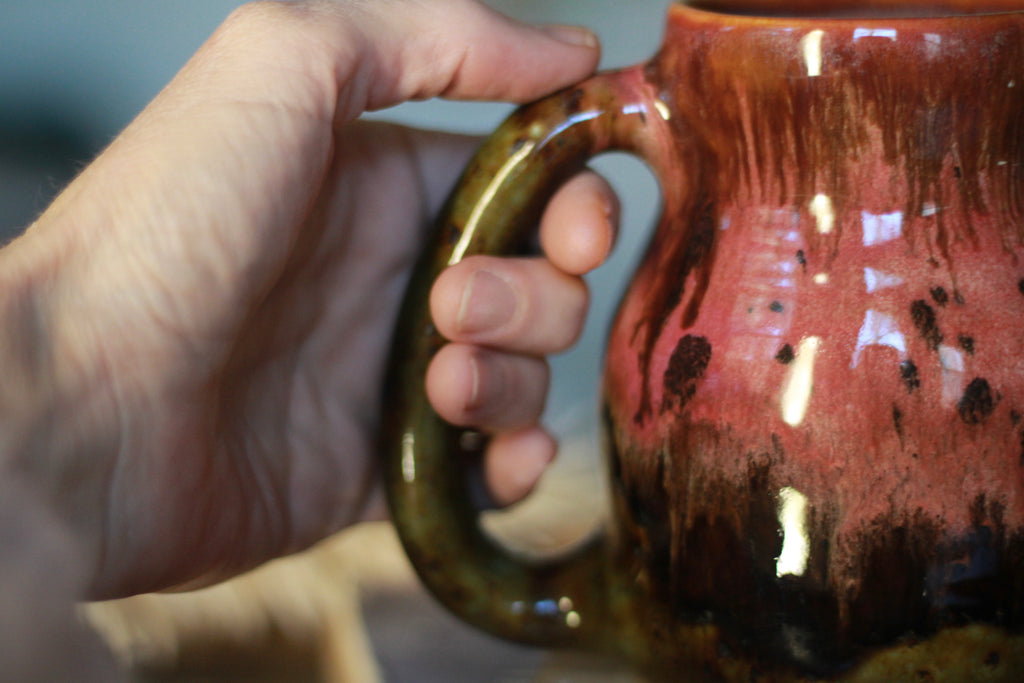 04-E Pink Speckled PROTOTYPE Textured Mug, 18 oz.
