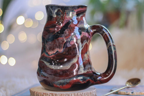 04-D Scarlet Grotto Variation Barely Flared Textured Divot Mug - TOP SHELF MISFIT, 22 oz.