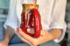 08-F Red EXPERIMENT Barely Flared Textured Divot Mug, 24 oz.